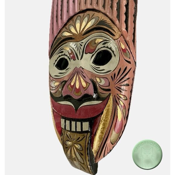 Handmade Colombian Indigenous Wooden Tribal Masks – Set of 2 – Folk Art Wall - Picture 9 of 11